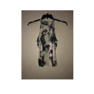 Mudd high neckline gray and white tank top